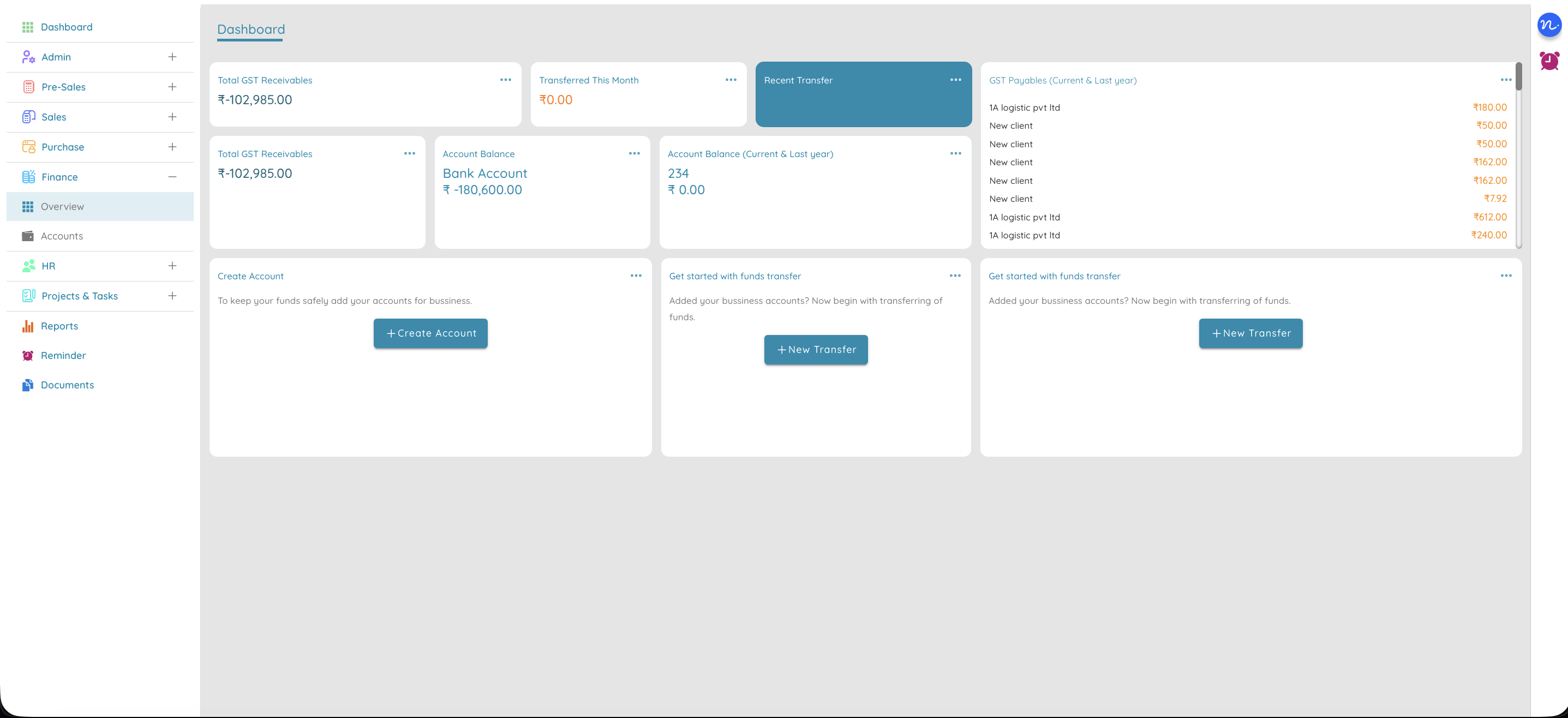 Finance Overview Dashboard