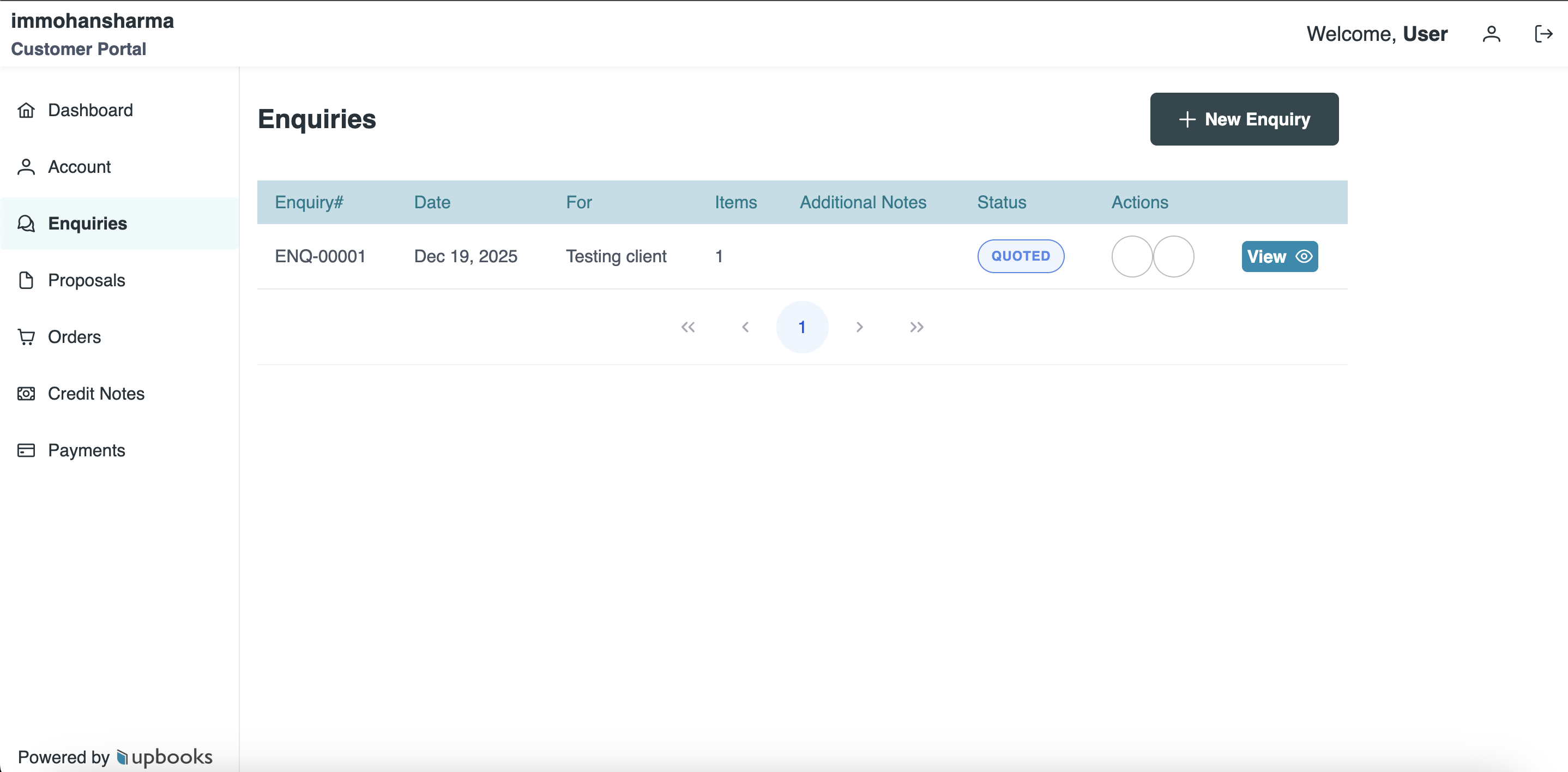 Customer Portal - Enquiries