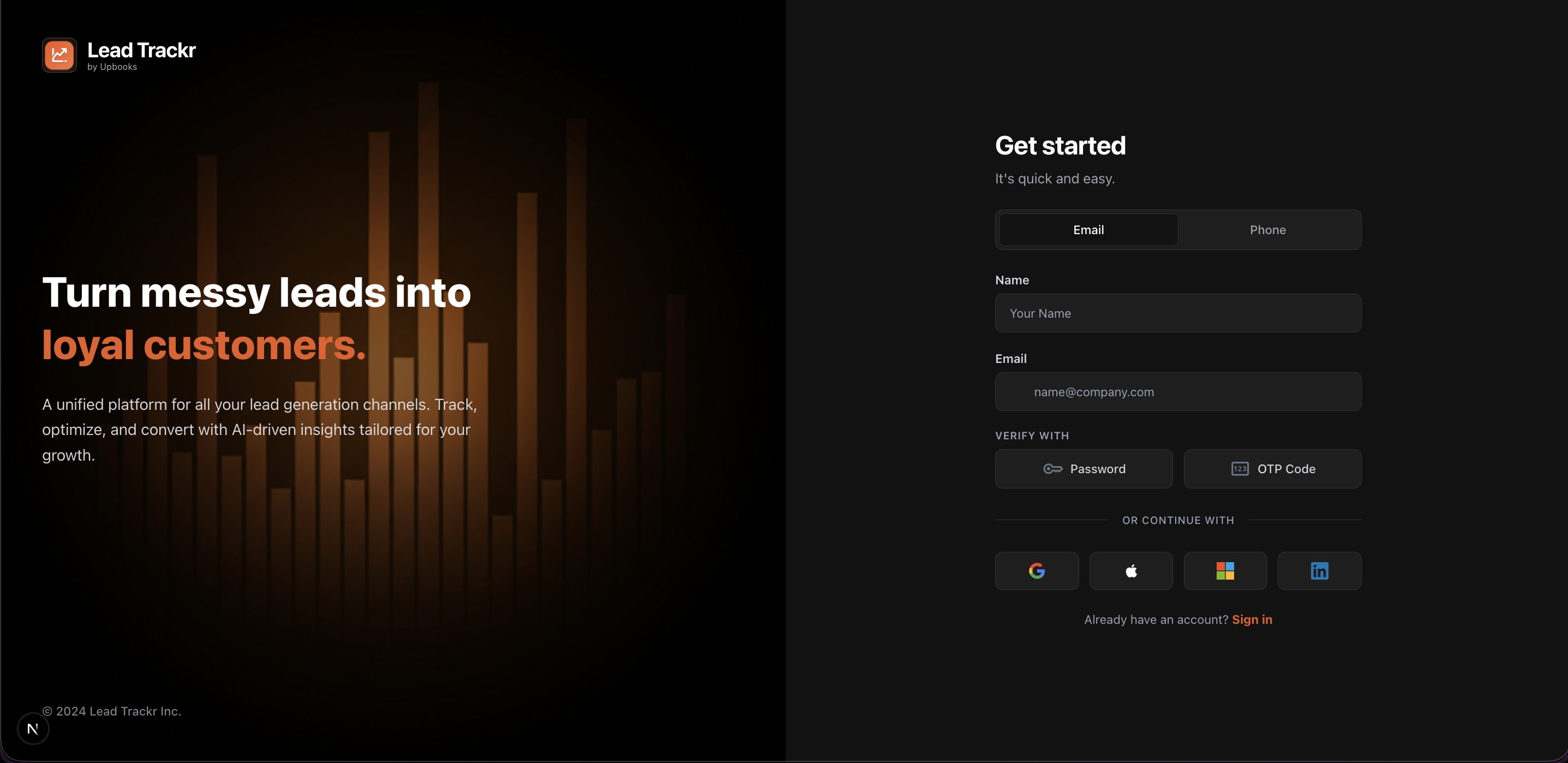 Lead Trackr - Onboarding