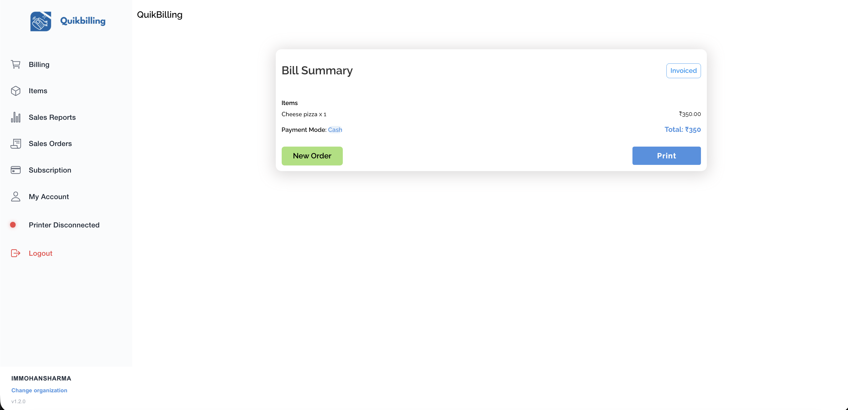 QuikBilling - Print Receipts