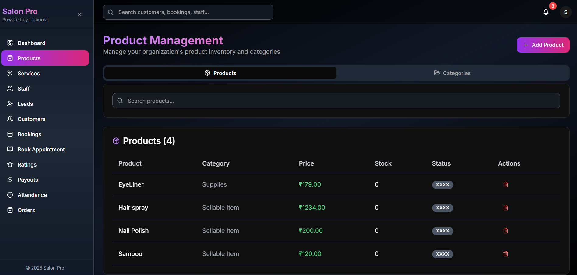 Salon Pro — Customer management