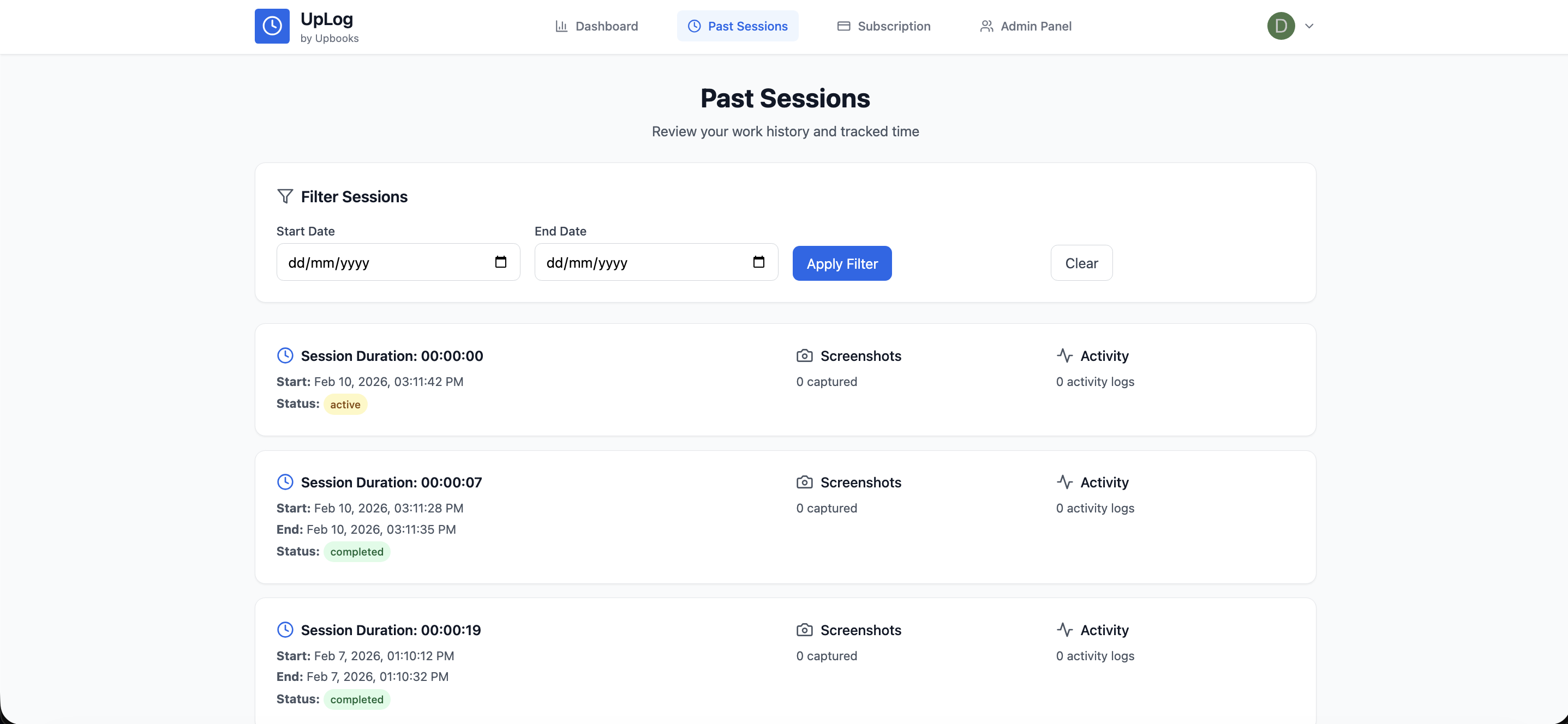 UpLog - Daily Statistics