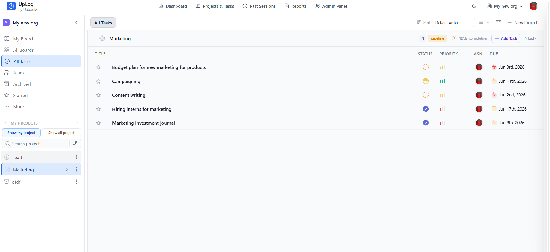 UpLog - Projects & Tasks - 1