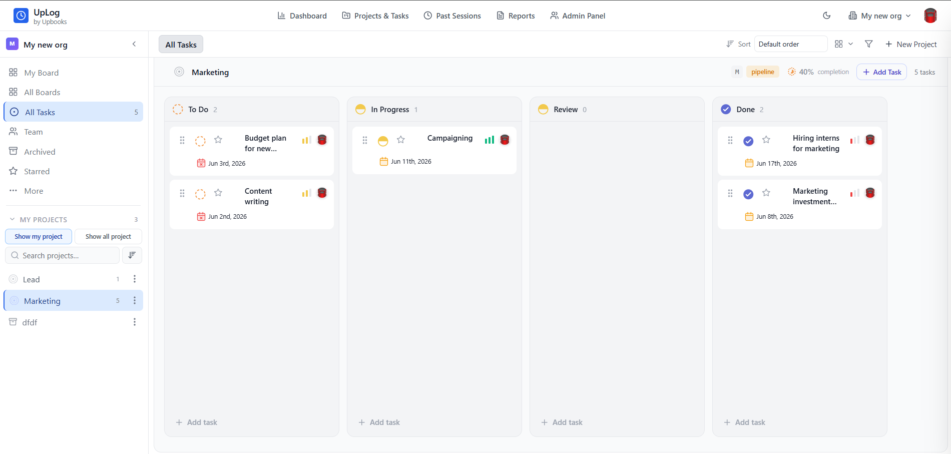 UpLog - Projects & Tasks - 2