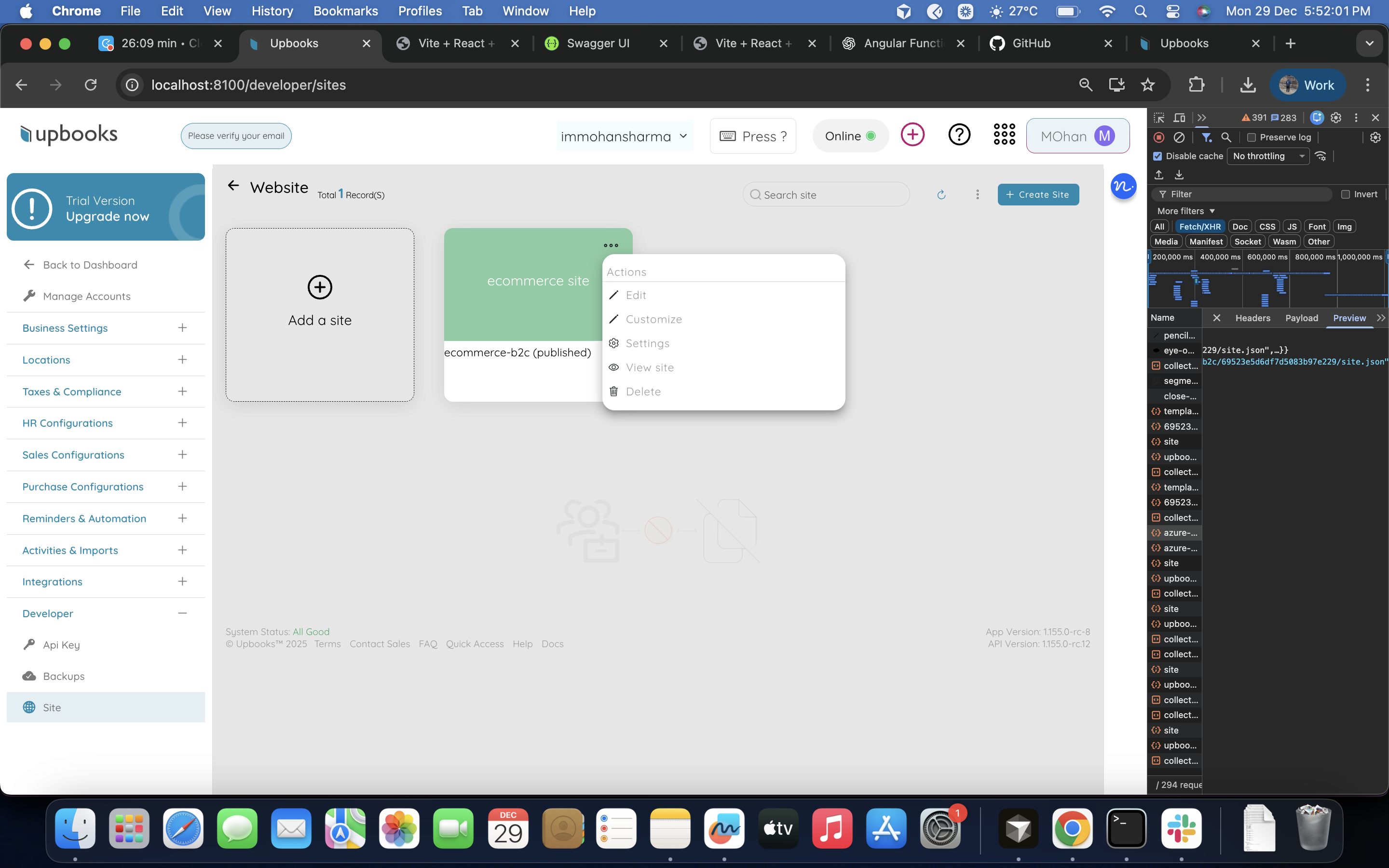 Website Customization Interface