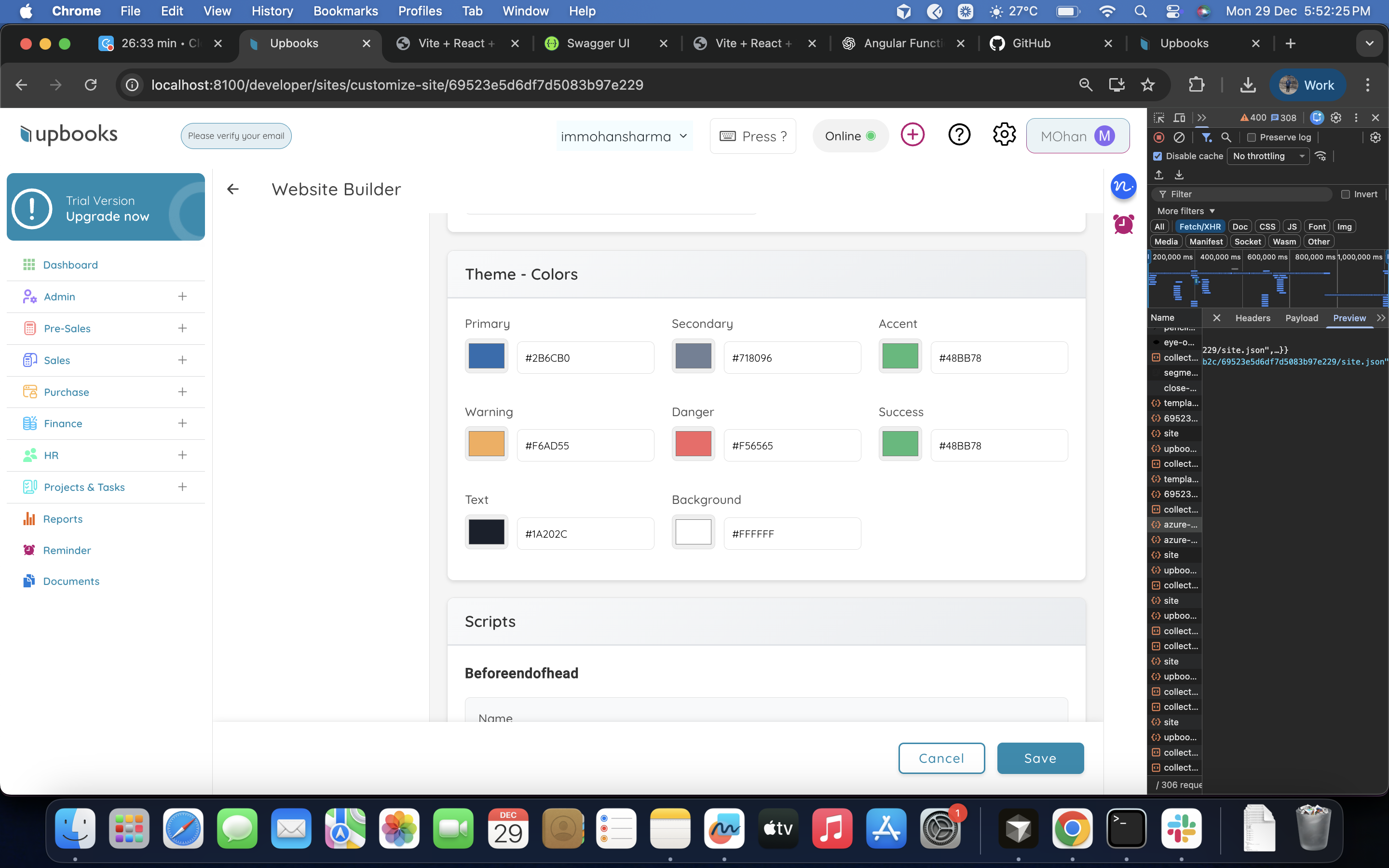 Website Hosting Interface
